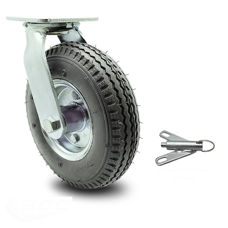 Service Caster 8 Inch Gray Pneumatic Wheel Swivel Caster with Bolt Swivel Lock SCC-100S280-PNB-GRY-BSL